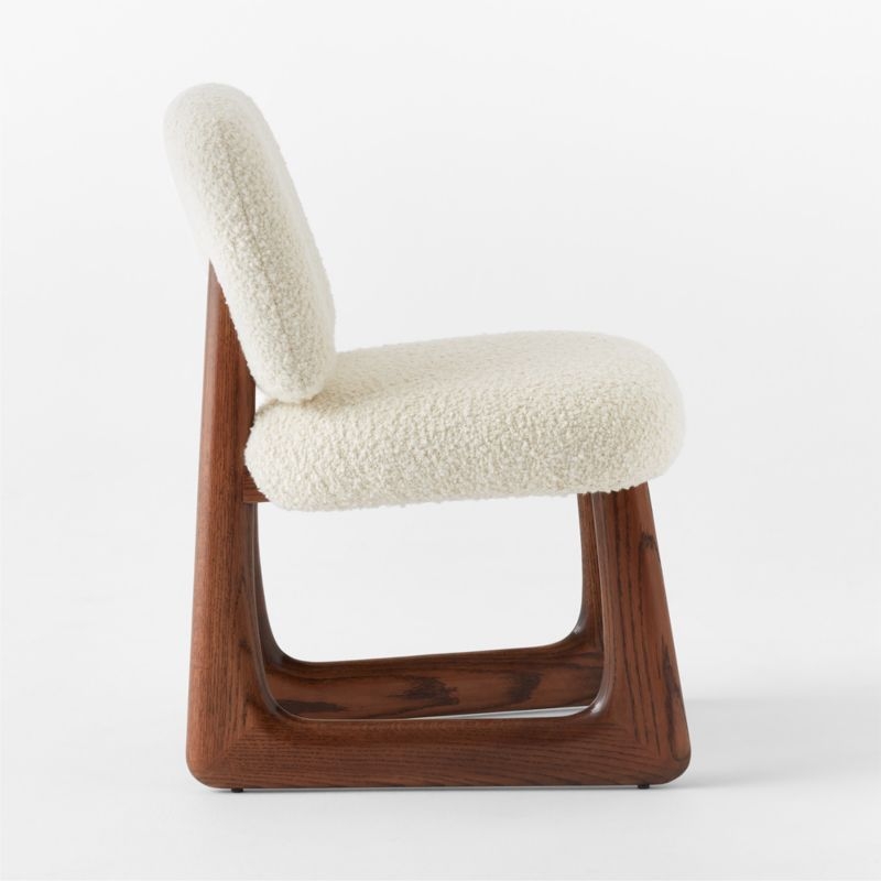 Pula Warm White Boucle Armless Dining Chair Set of 4 - Image 8