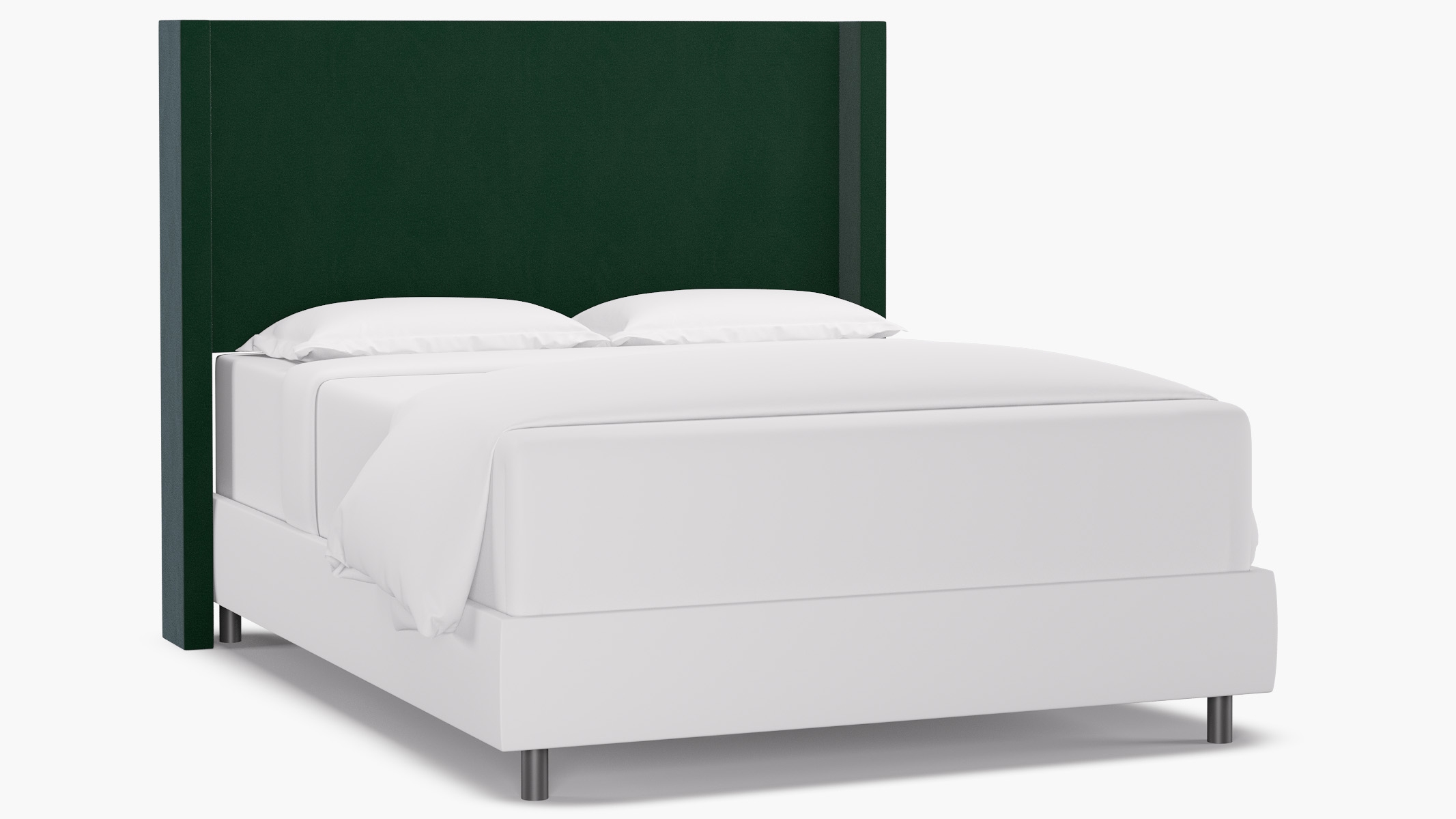 Modern Wingback Headboard, Emerald Classic Velvet, Queen - Image 0