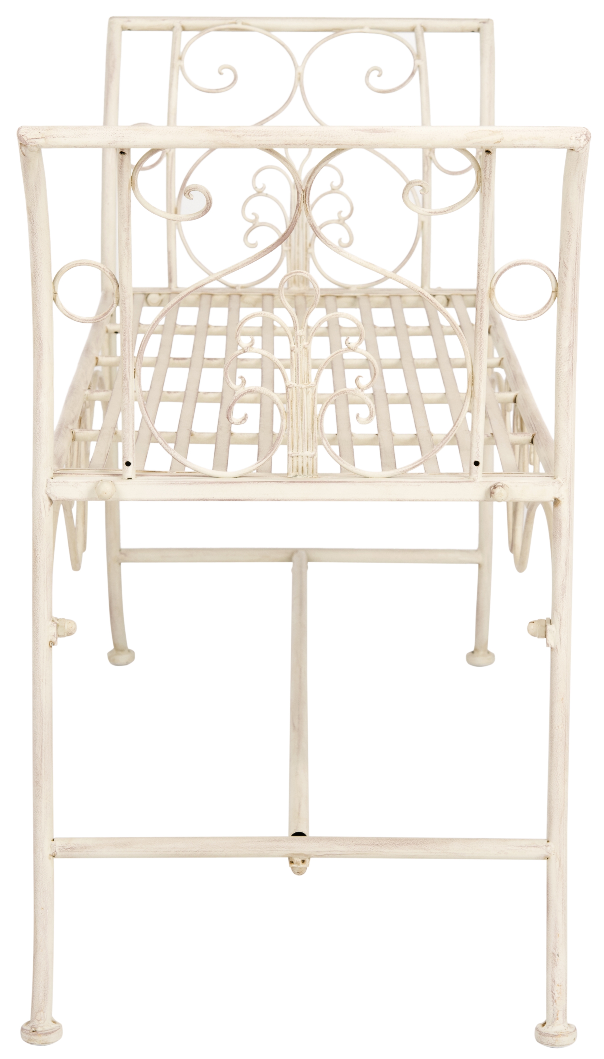 Adina Wrought Iron 51.25-Inch W Outdoor Garden Bench - Antique White - Safavieh - Image 2