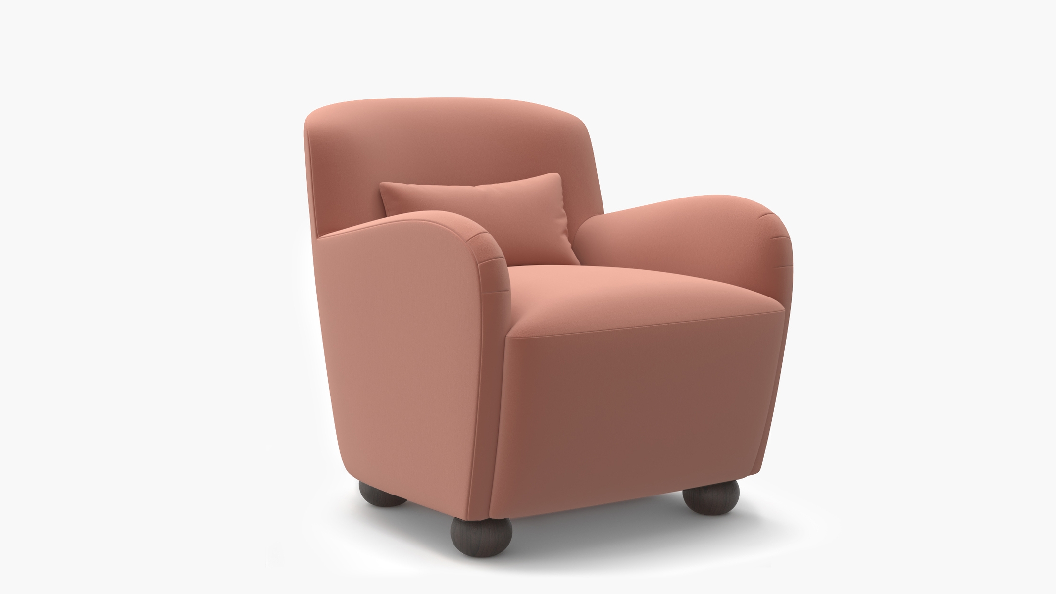 Club Chair, Coral Performance Velvet, Espresso Bun Foot - Image 1