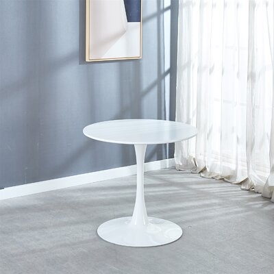 Dining Table, Round Coffee Table, Modern  Dining Room Table With Pedestal Base, Small Minimalist Kitchen Furniture, High Gloss In White - Image 0