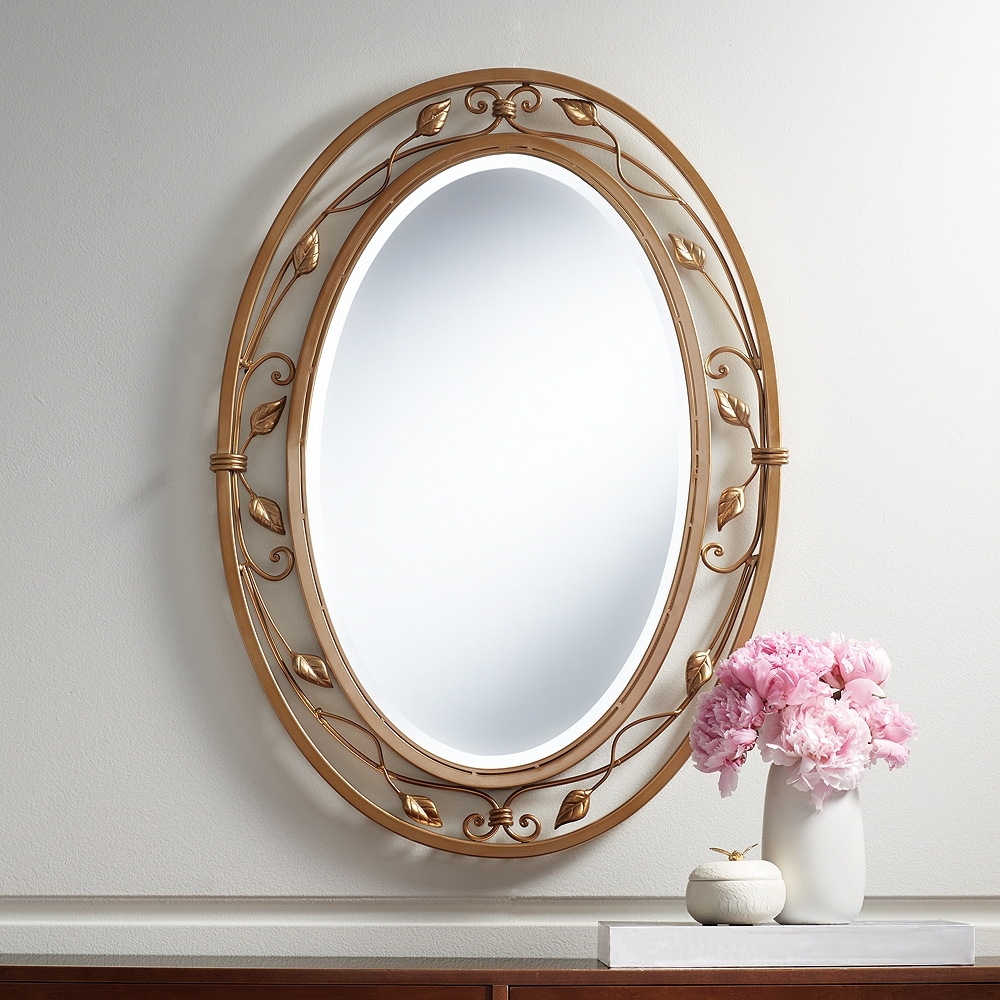 Noble Park 34" x 24" Eden Park Gold Oval Wall Mirror - Image 0
