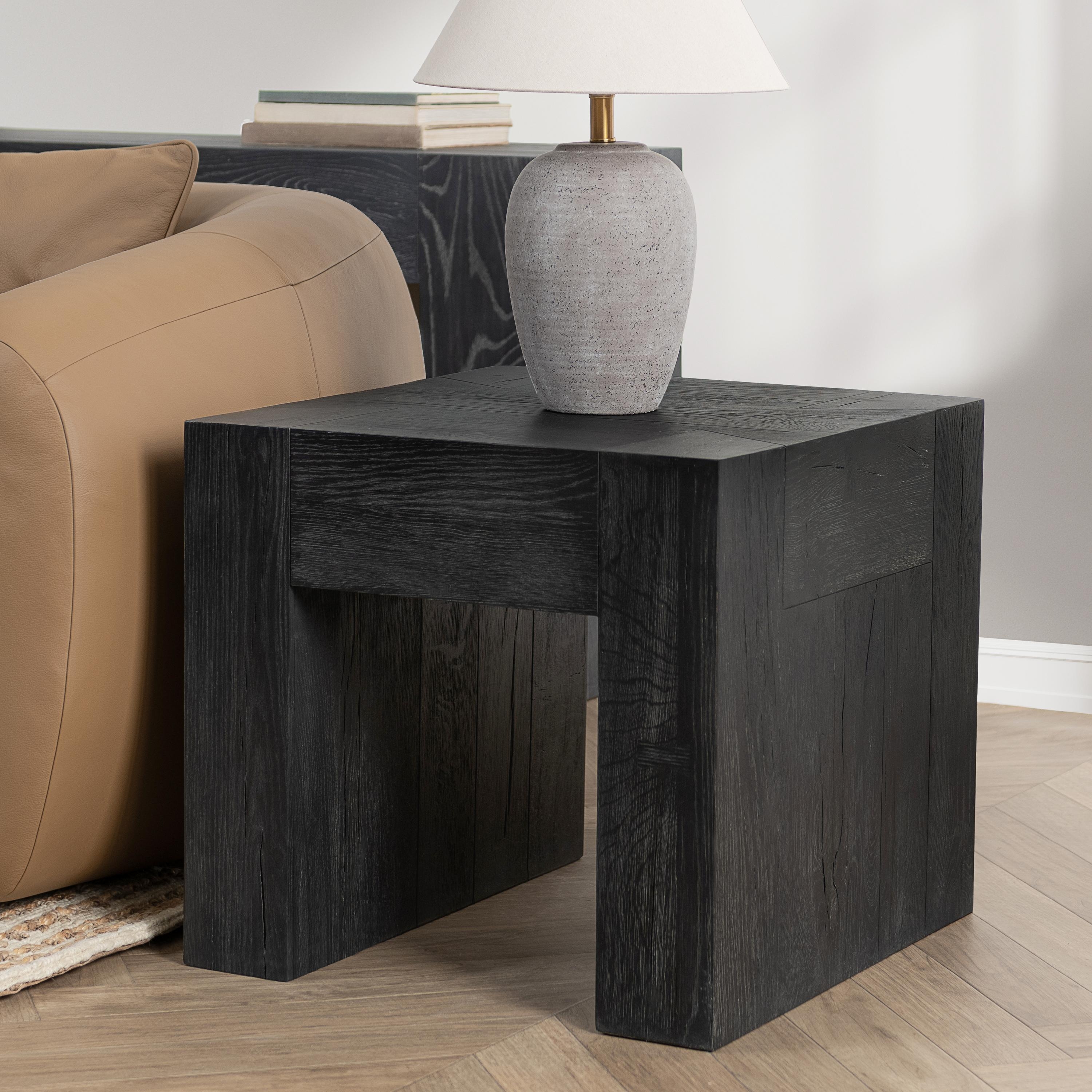 Bristol Reclaimed Oak 24" End Table Black - Image 8