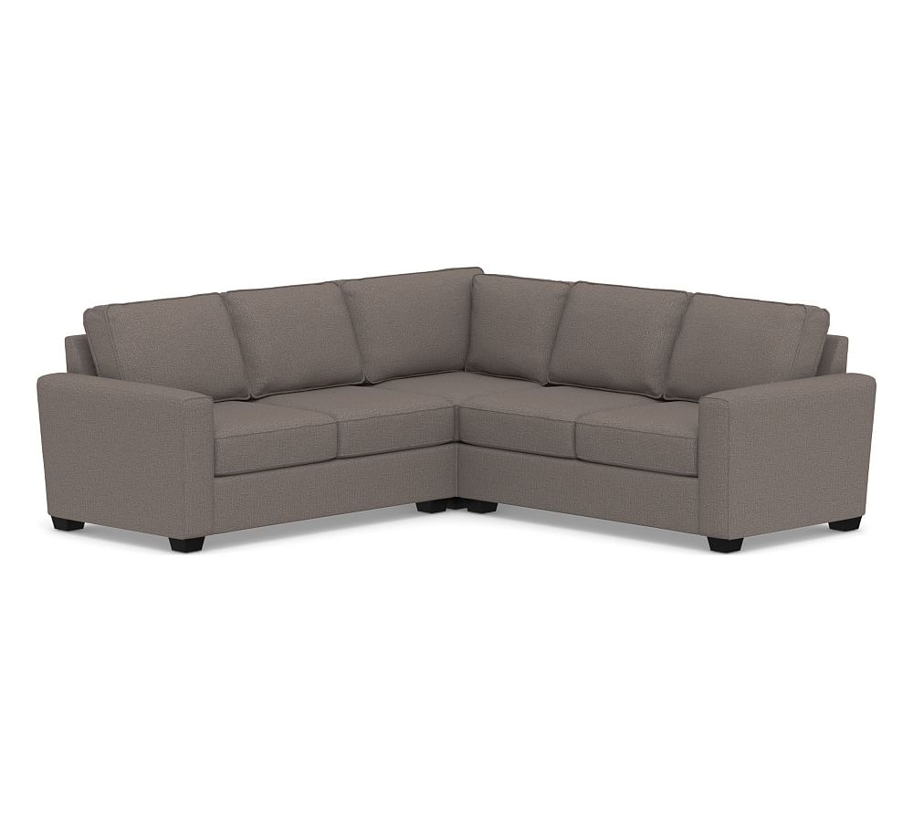 SoMa Fremont Square Arm Upholstered 3-Piece L-Shaped Corner Sectional, Polyester Wrapped Cushions, Performance Brushed Basketweave Charcoal - Image 0