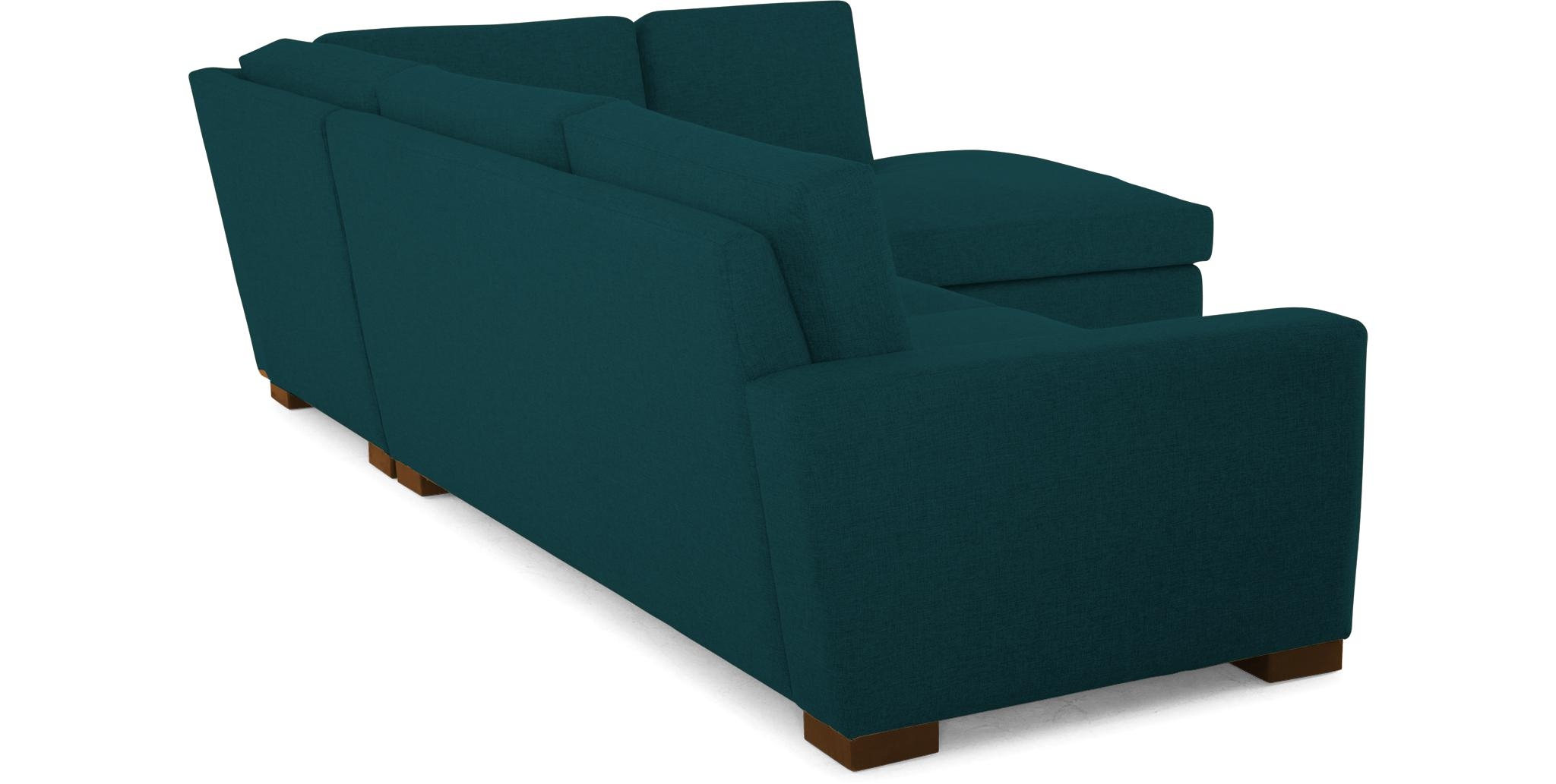 Blue Anton Mid Century Modern Sectional with Bumper - Royale Peacock - Mocha - Right  - Image 3