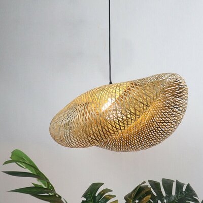 Rattan Single Light Weaving Pendant Lamp, Ceiling Hanging Fixture For Living Room Restaurant E27 (60Cm/23.62" Diameter) - Image 0