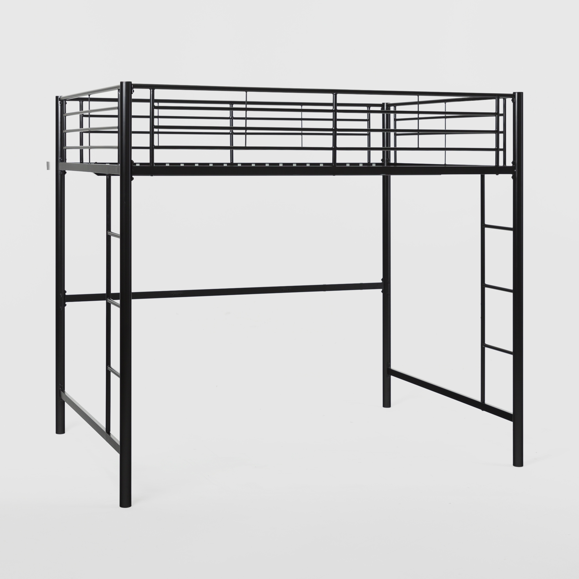 Premium Metal Full Size Loft Bed - Black - Image 0