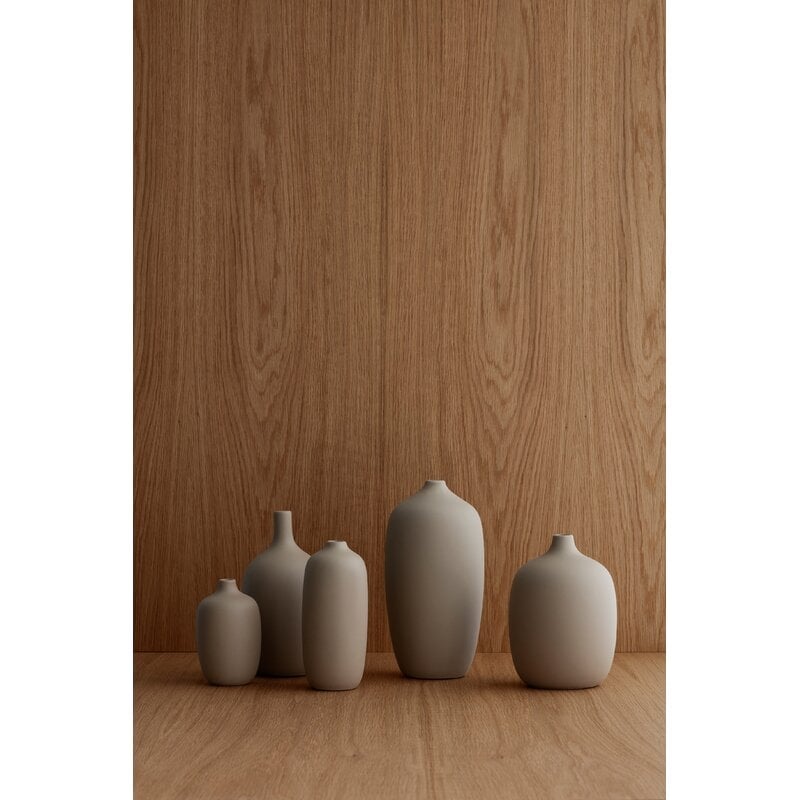 Ceola Indoor/Outdoor Ceramic Table Vase, Khaki, 7.3" - Image 1