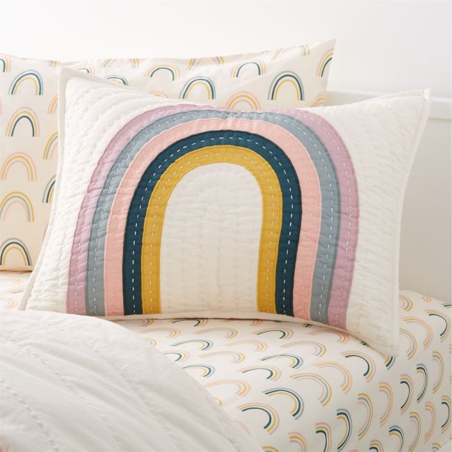 Asha Organic Cotton Rainbow Kids Pillow Sham - Image 0