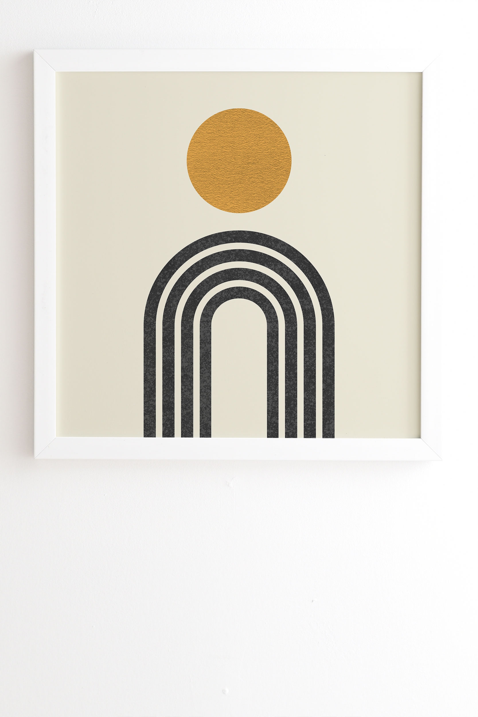 Mid Century Modern Gold Sun by MoonlightPrint - Framed Wall Art Basic White 20" x 20" - Image 0