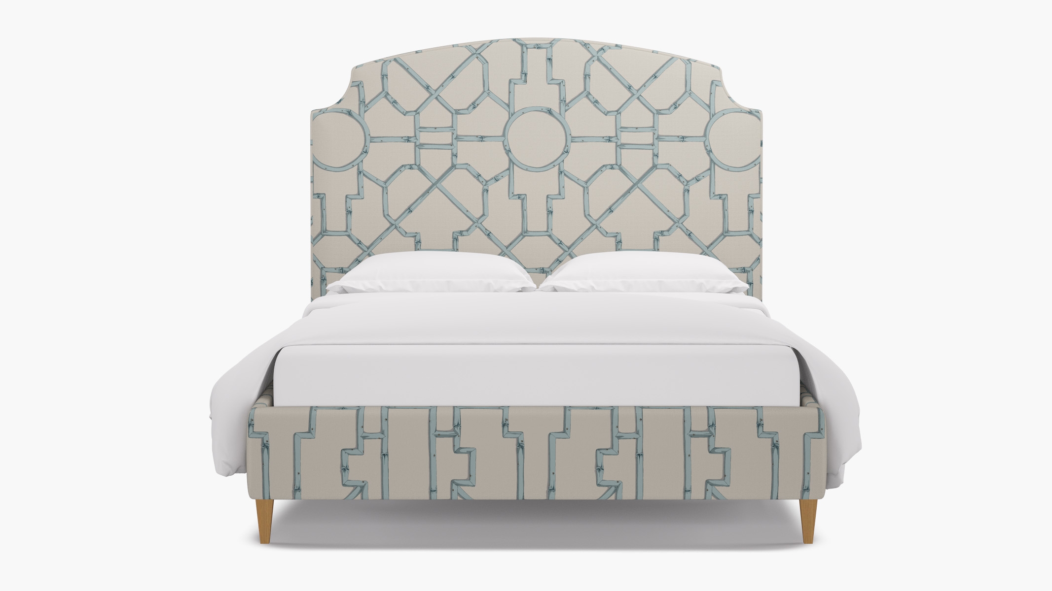 Cove Bed, Blue Baldwin Bamboo, Natural Square Tapered Leg, Twin - Image 0