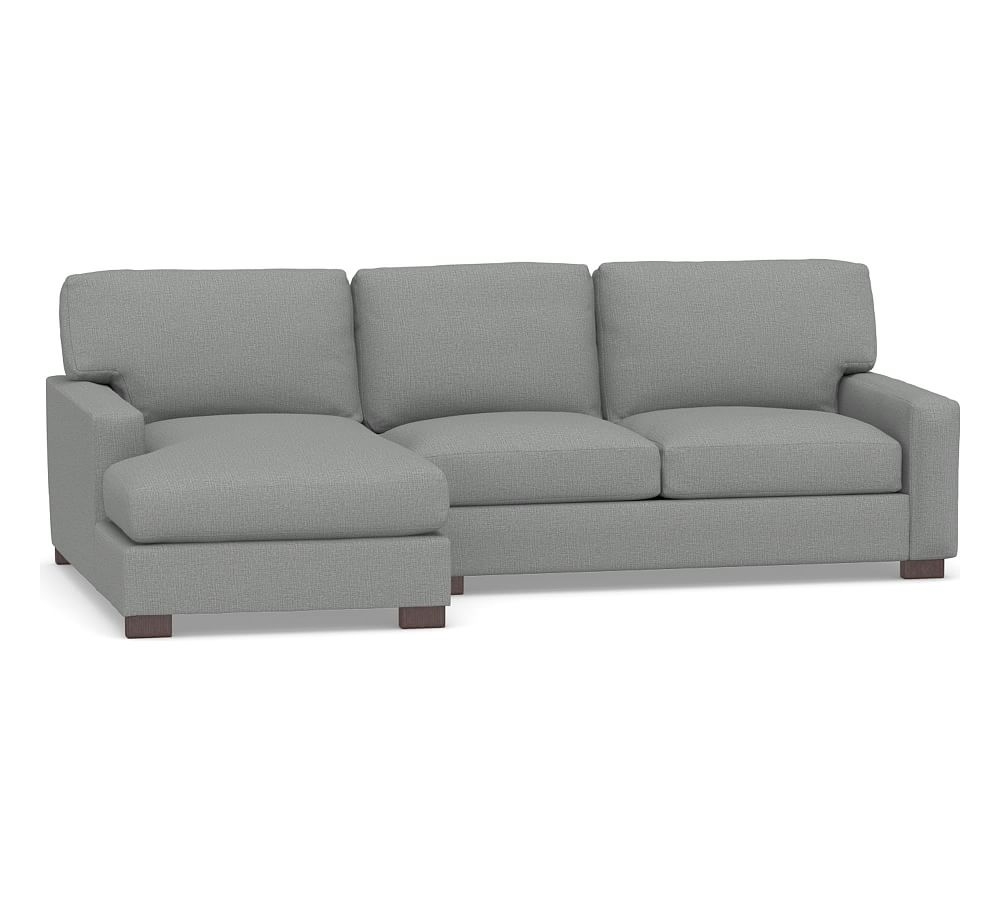 Turner Square Arm Upholstered Right Arm 2-Piece Sectional with Chaise, Down Blend Wrapped Cushions, Performance Brushed Basketweave Chambray - Image 0