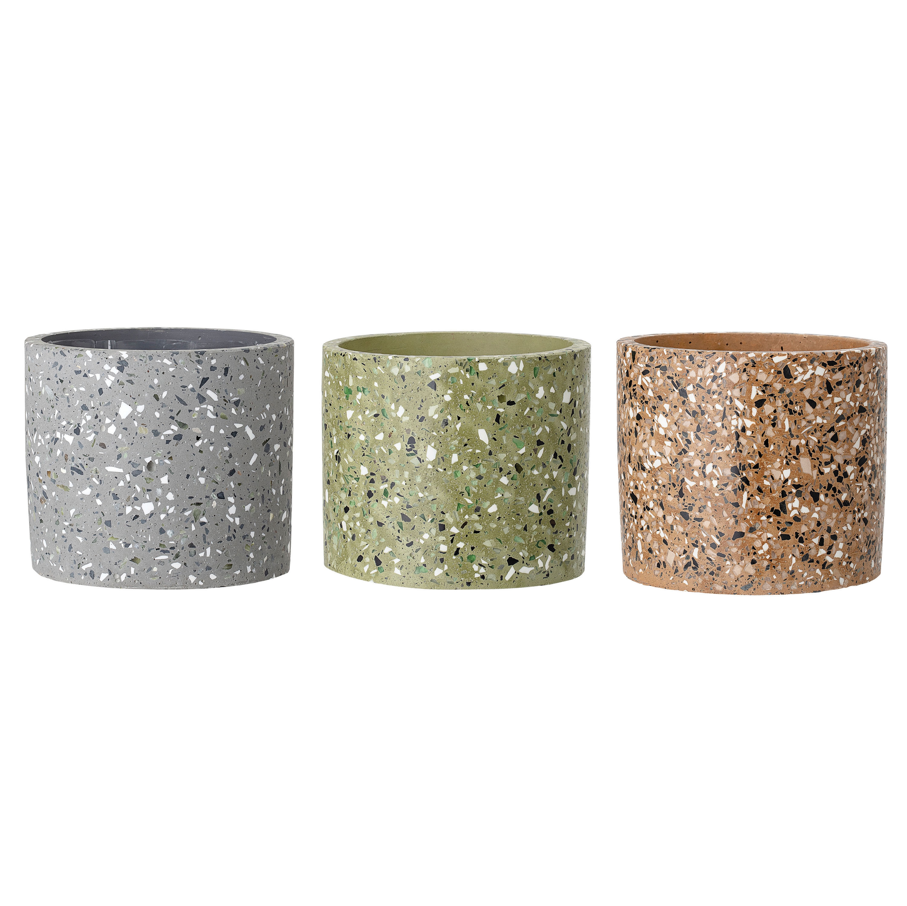 Round Speckled Cement Flower Pot (Set of 3 Colors) - Image 0