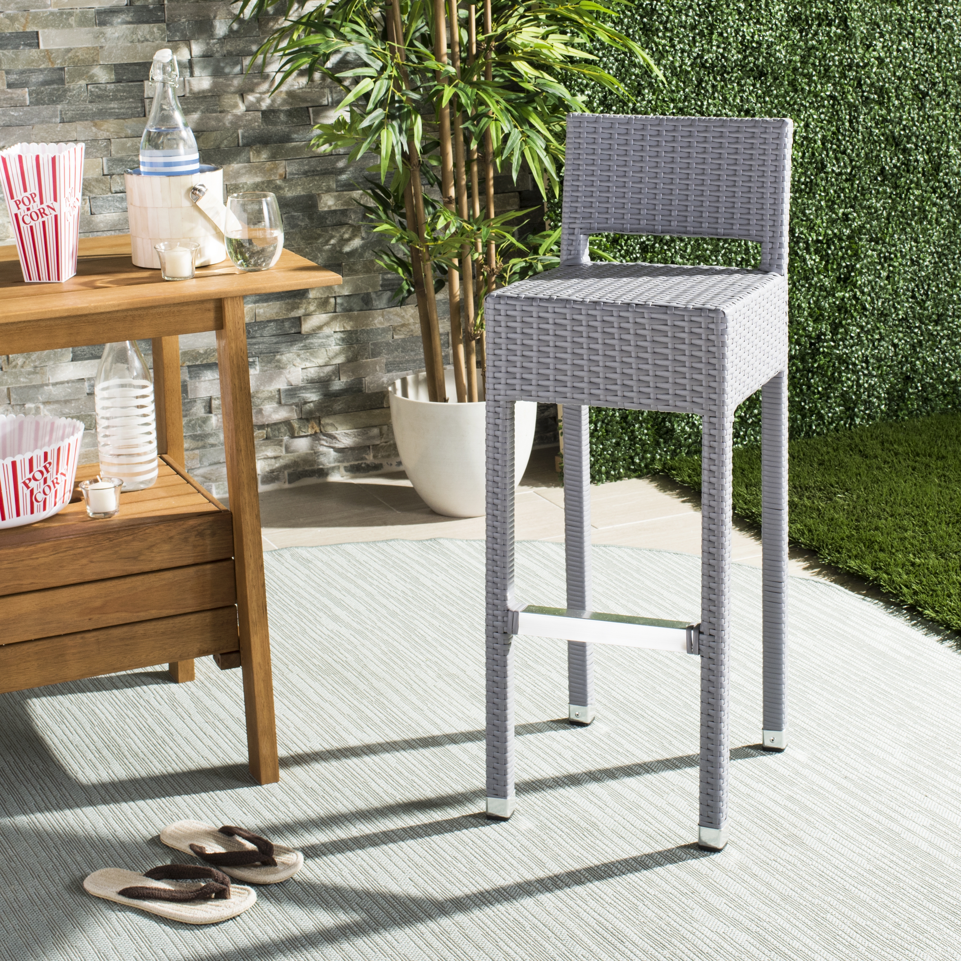 Landry Indoor-Outdoor Bar Stool - Grey - Safavieh - Image 5