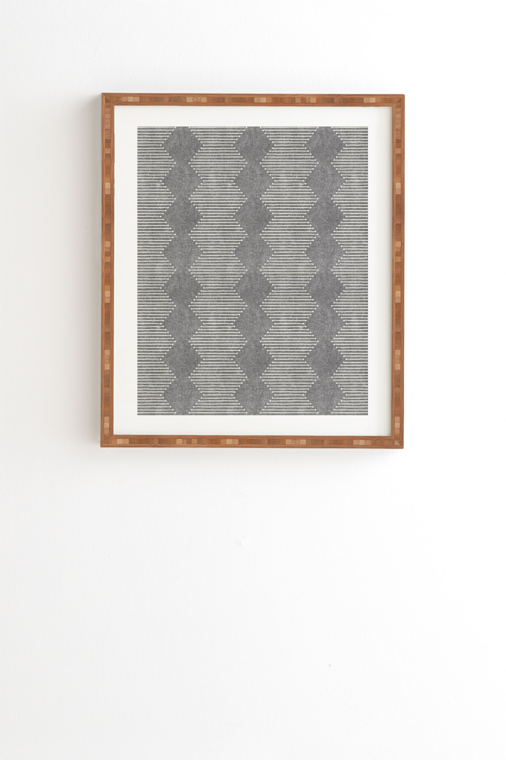 Diamond Mud Cloth Gray by Little Arrow Design Co - Framed Wall Art Bamboo 8" x 9.5" - Image 0