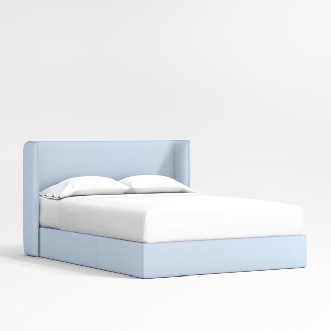 Noa Shelter Light Blue Upholstered Kids Full Storage Bed - Image 0