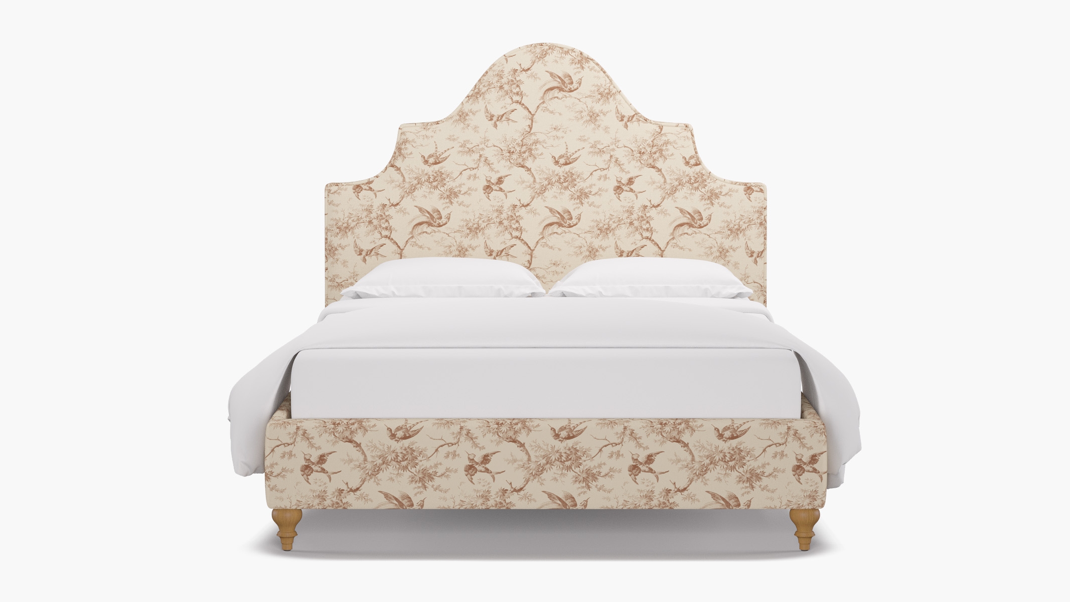 Statement Bed, Terracotta Swallows, Natural Traditional Turned Leg, King - Image 0
