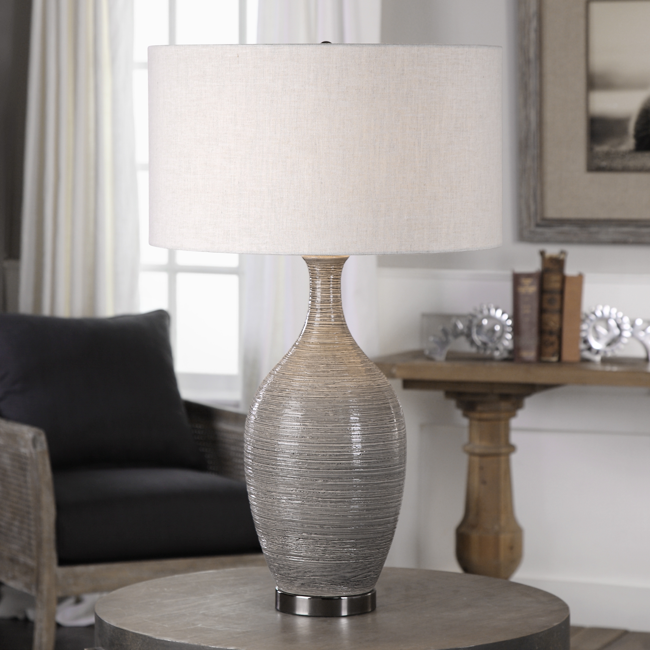 Dinah Gray Textured Table Lamp - Image 2