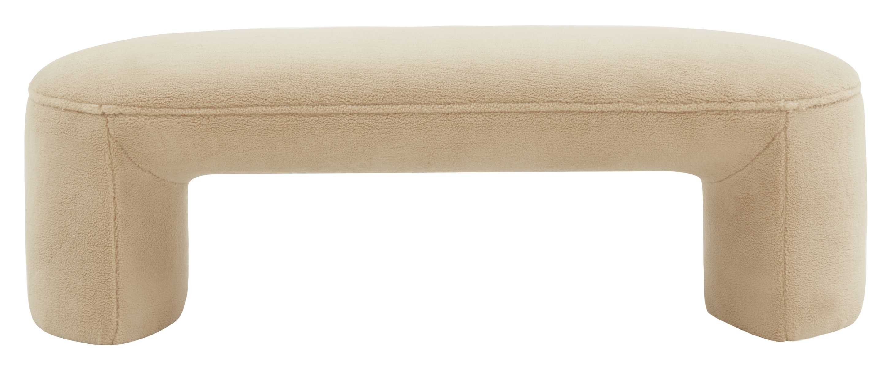 Vivie Faux Shearling Bench - Tan - Image 0