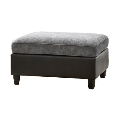 Vinny Rectangle Upholstered Ottoman Pewter And Black - Image 0