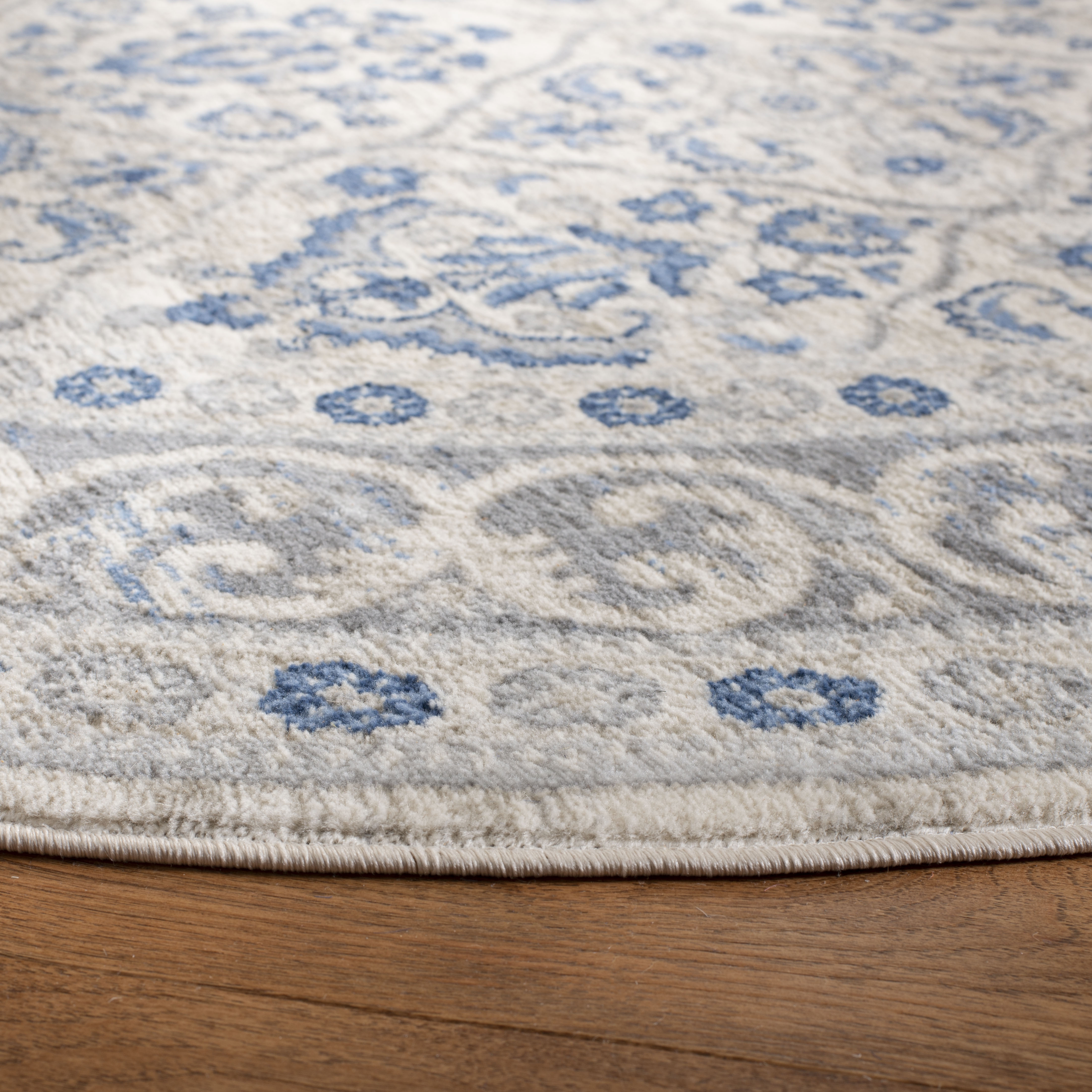 Arlo Home Woven Area Rug, BNT870G, Light Grey/Blue,  6' 7" X 6' 7" Round - Image 2