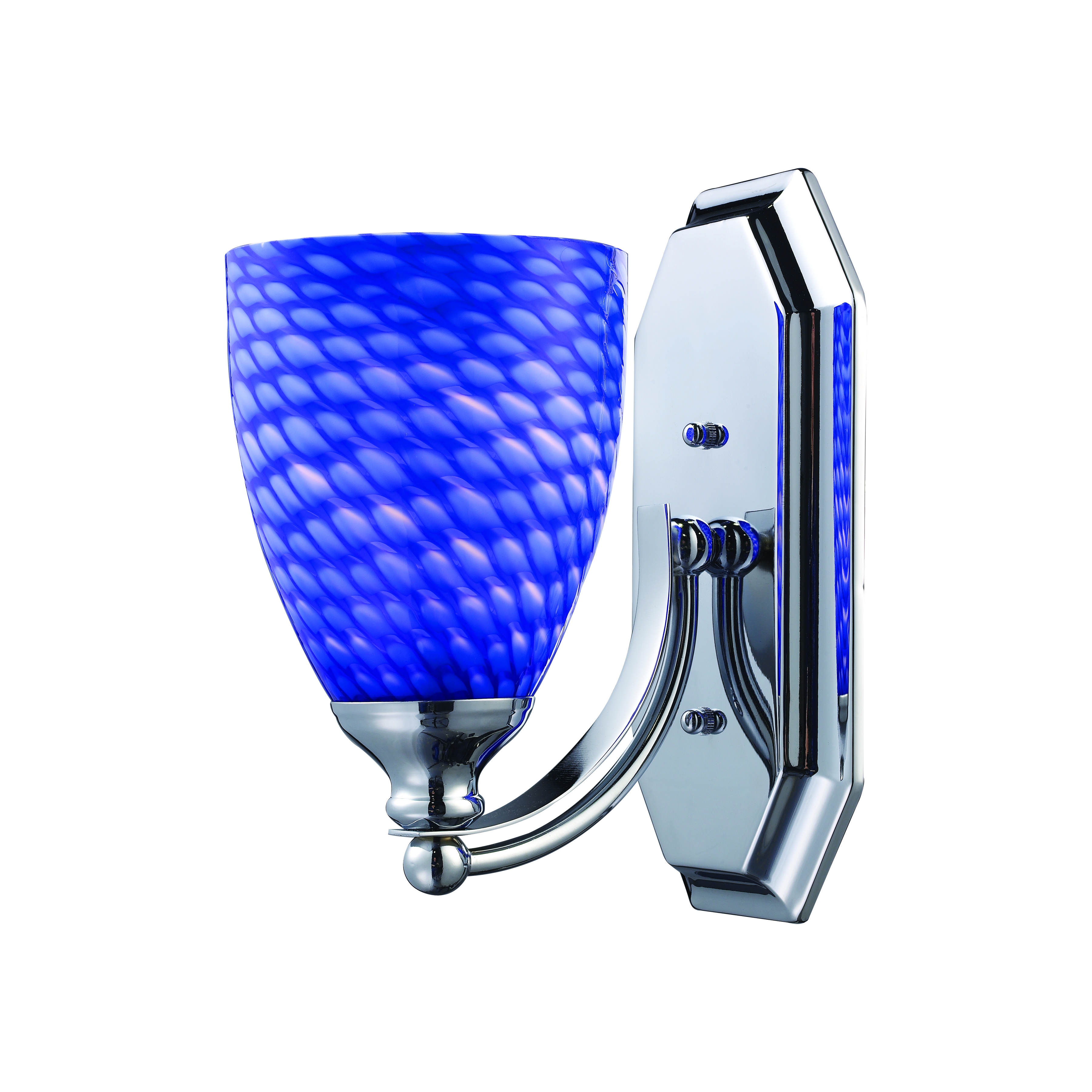 Mix and Match Vanity 1-Light Wall Lamp in Chrome with Sapphire Glass - Image 0