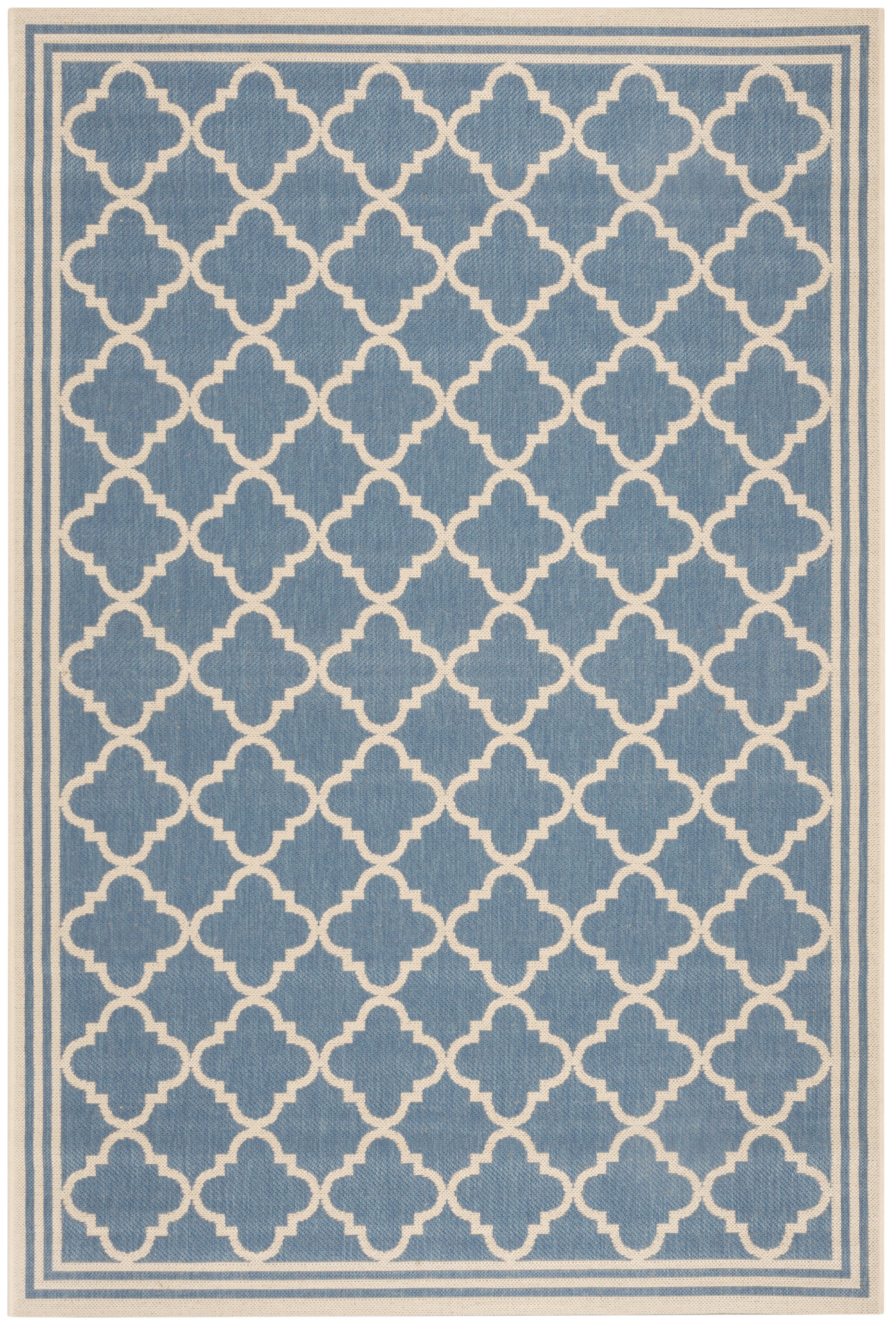 Arlo Home Indoor/Outdoor Woven Area Rug, LND121M, Blue/Cream,  5' 1" X 7' 6" - Image 0