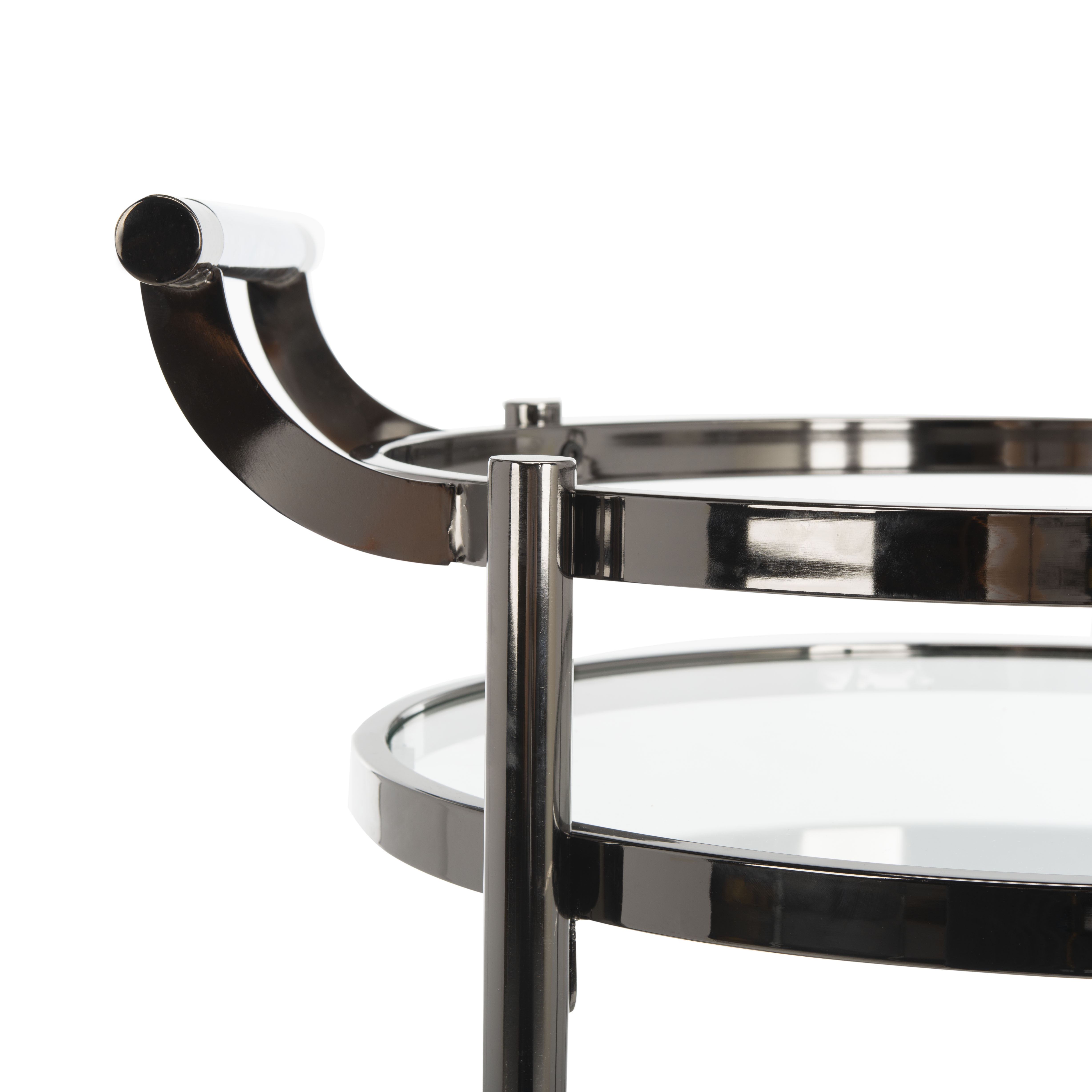 Sienna 2 Tier Round Bar Cart - Gun Metal - Safavieh - Image 3