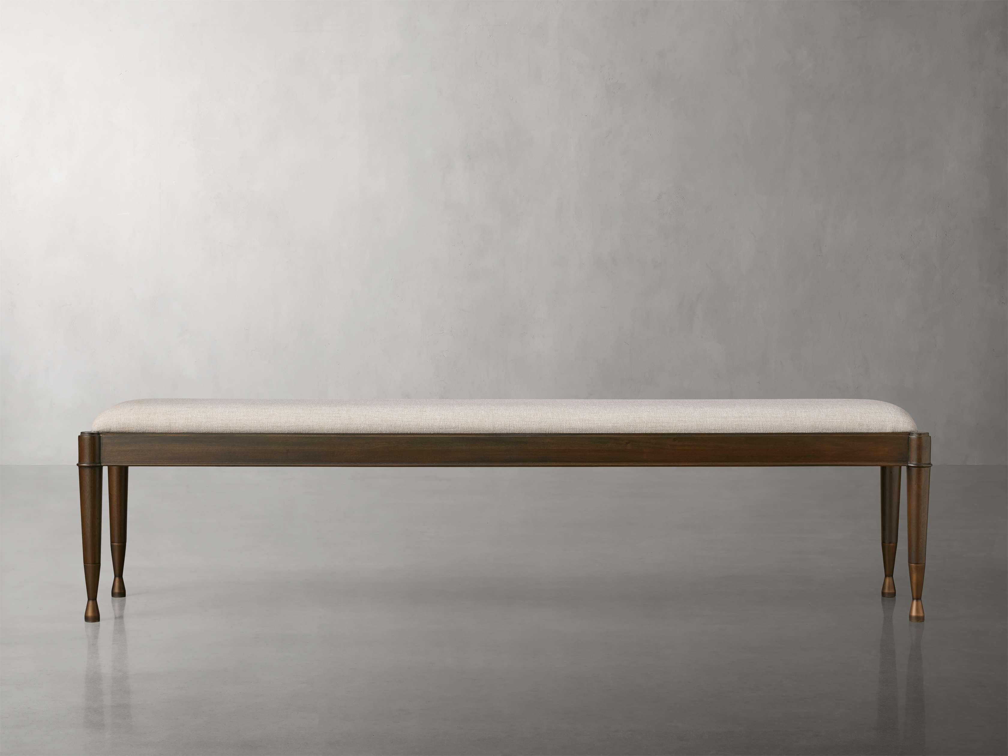Laurent Bench in Upholstered Brown  Tolliver Cream/Bahasa 55" - Image 0