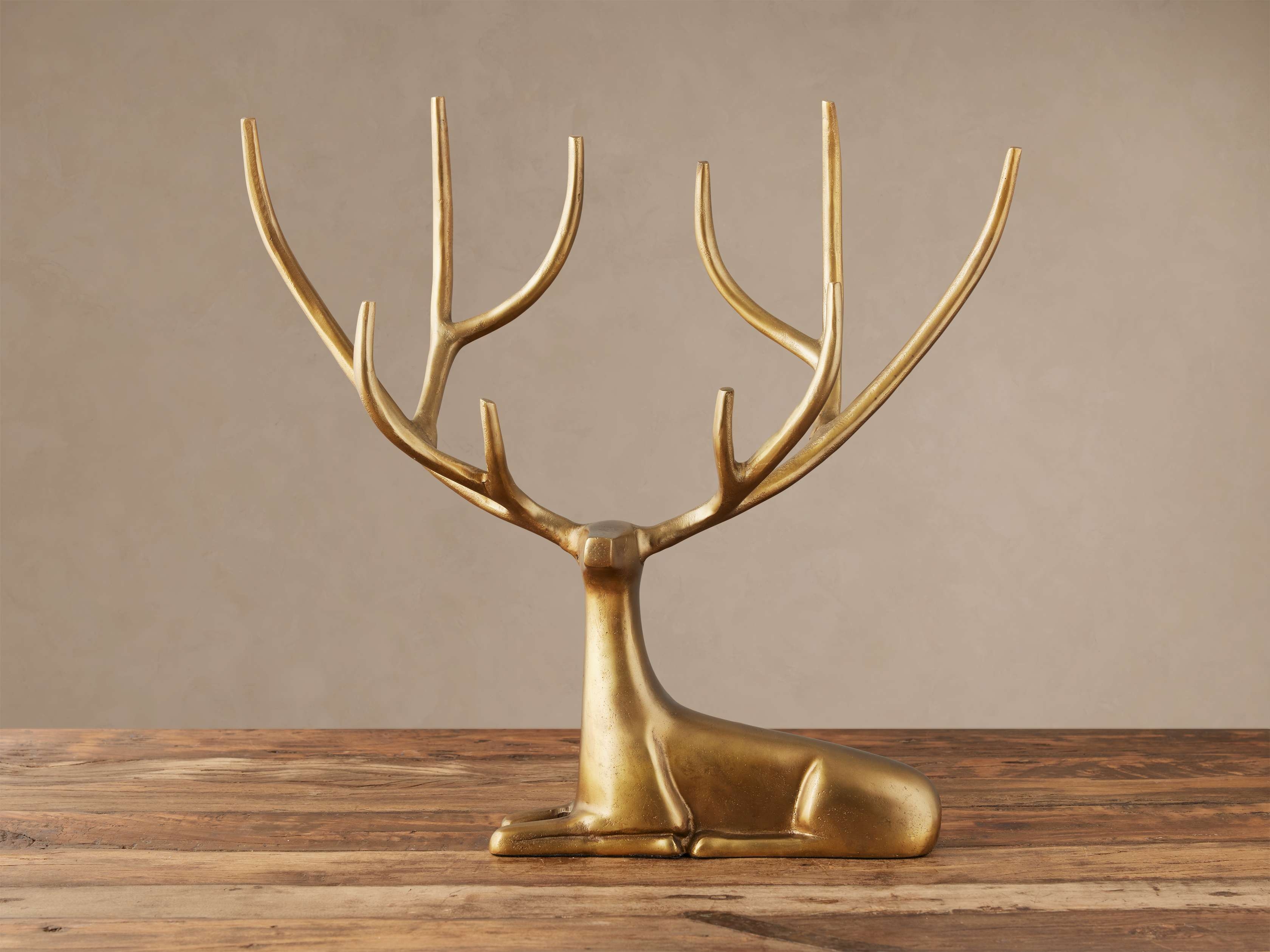 Laying Deer Statue in Brass - Image 0