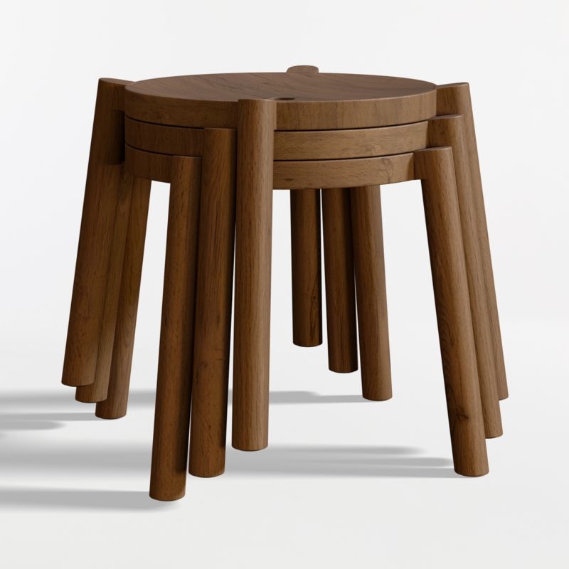 Set of 2 Bonnie Deep Brown Kids Stackable Play Stool - Image 2