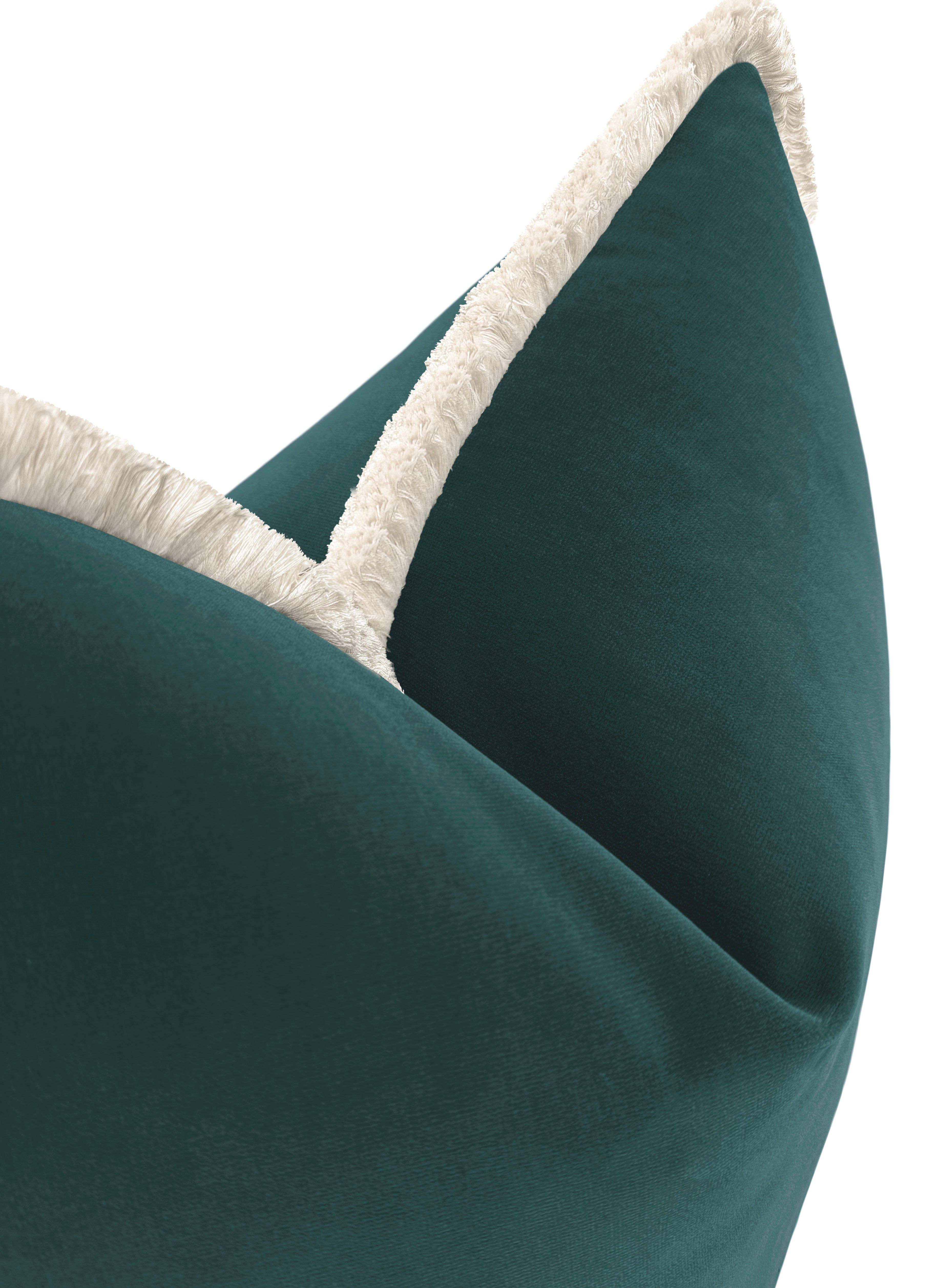 SIGNATURE VELVET // AEGEAN + FRINGE - 20" X 20" / Bone Fringe - Image 0