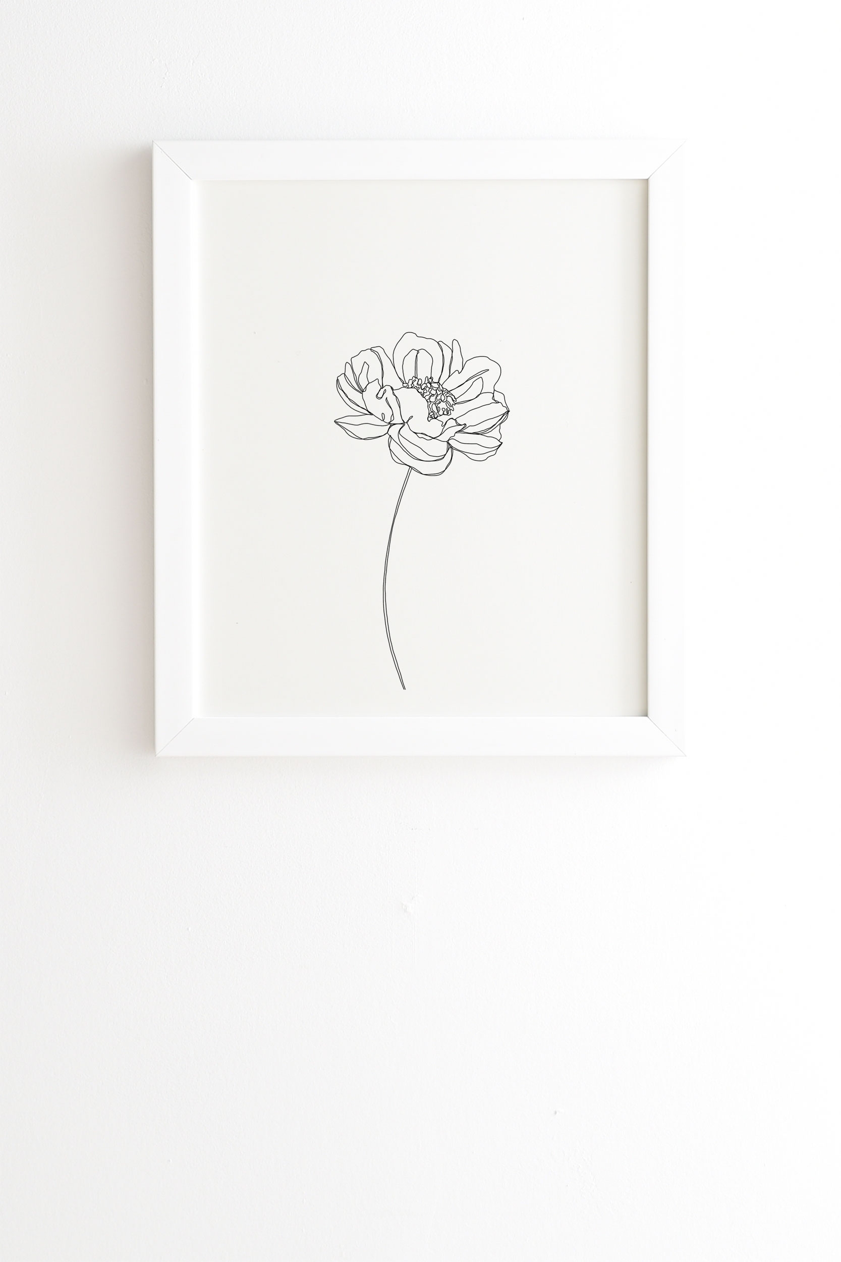 Single Flower Drawing Hazel by The Colour Study - Framed Wall Art Basic White 19" x 22.4" - Image 0