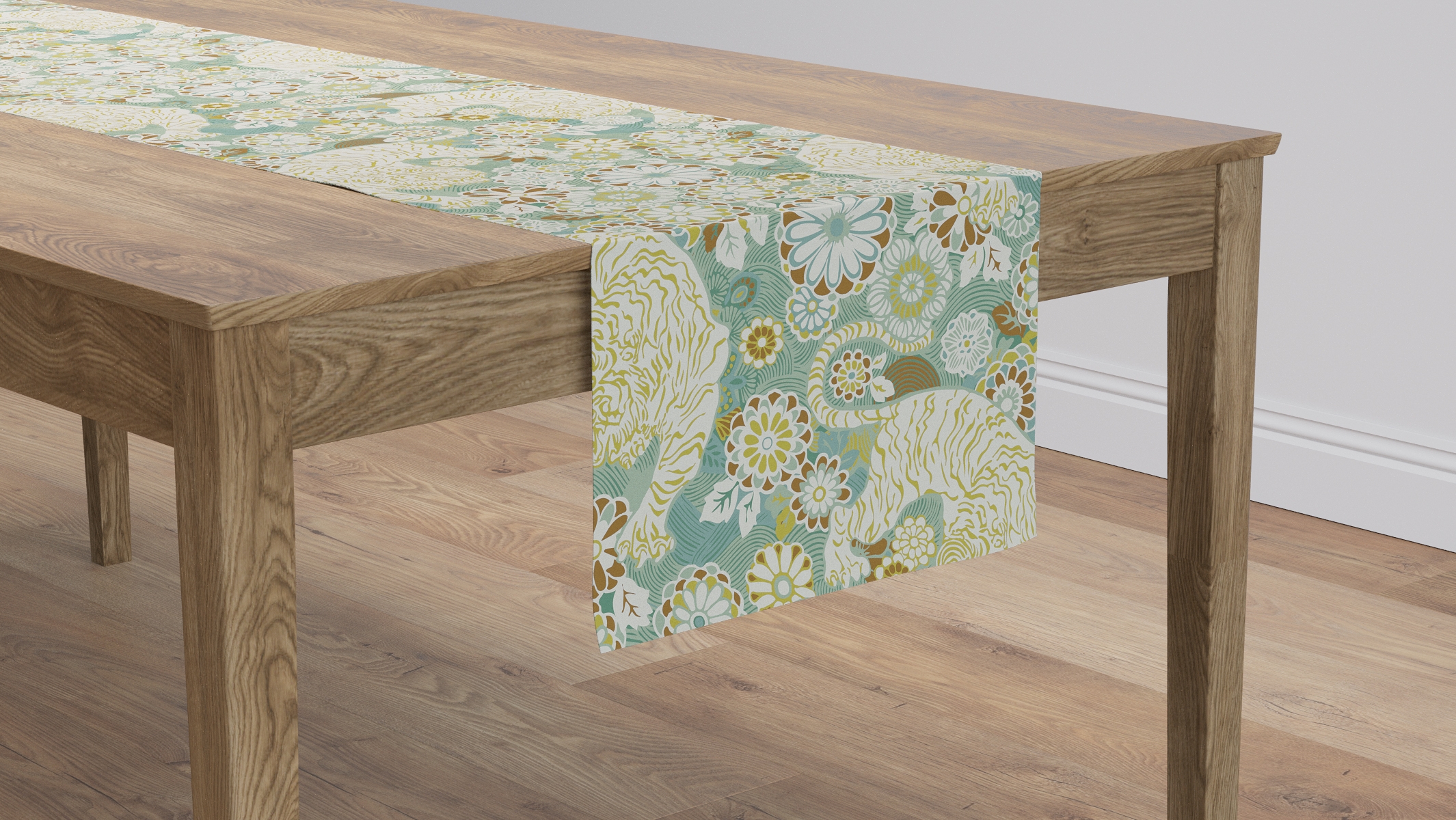 Table Runner 16" x 90", Pistachio Siberian Tiger, 16" x 90" - Image 0