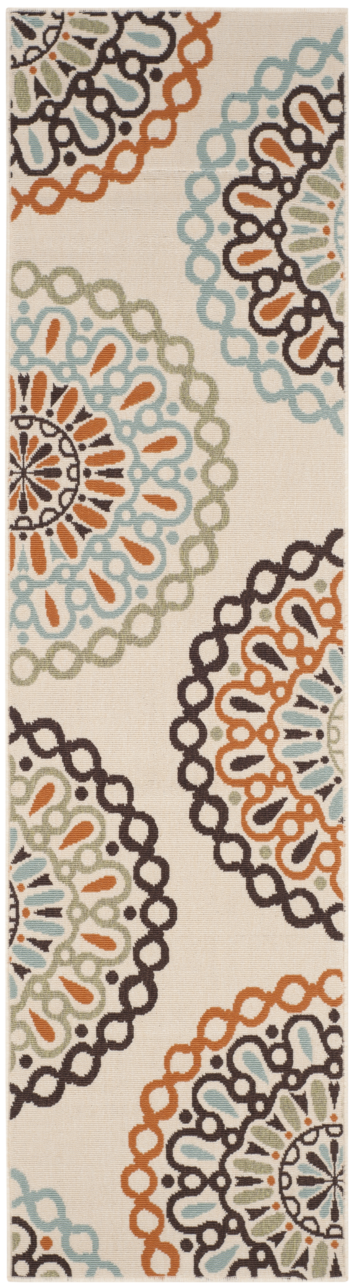 Arlo Home Indoor/Outdoor Woven Area Rug, VER092-0715, Cream/Terracotta,  2' 3" X 8' - Image 0