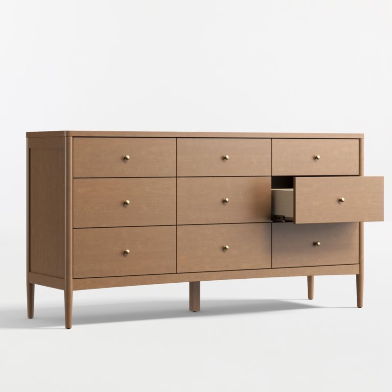 Hampshire 64" Natural Brown Wood Extra Wide 9-Drawer Kids Dresser - Image 4
