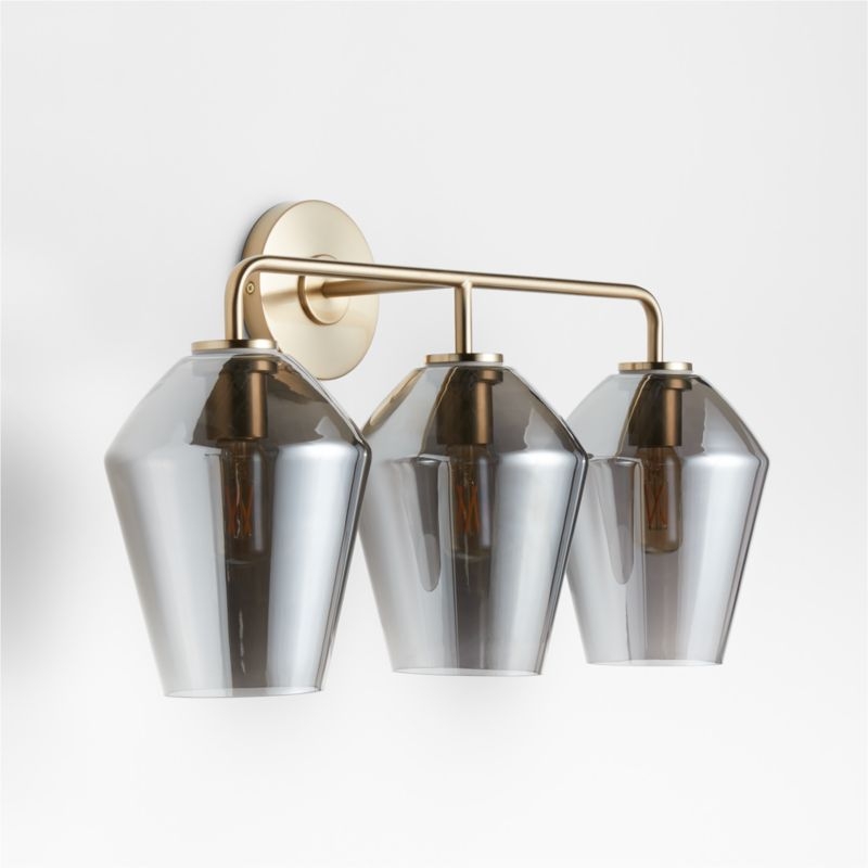 Arren Brass 3-Light Wall Sconce with Silver Angled Shades - Image 2