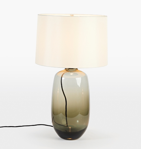 Audrey Smoke Glass Table Lamp with White Silk Shade - Image 0