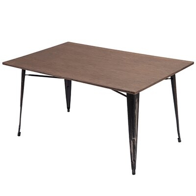 Antique Style Rectangular Dining Table With Metal Legs - Image 0