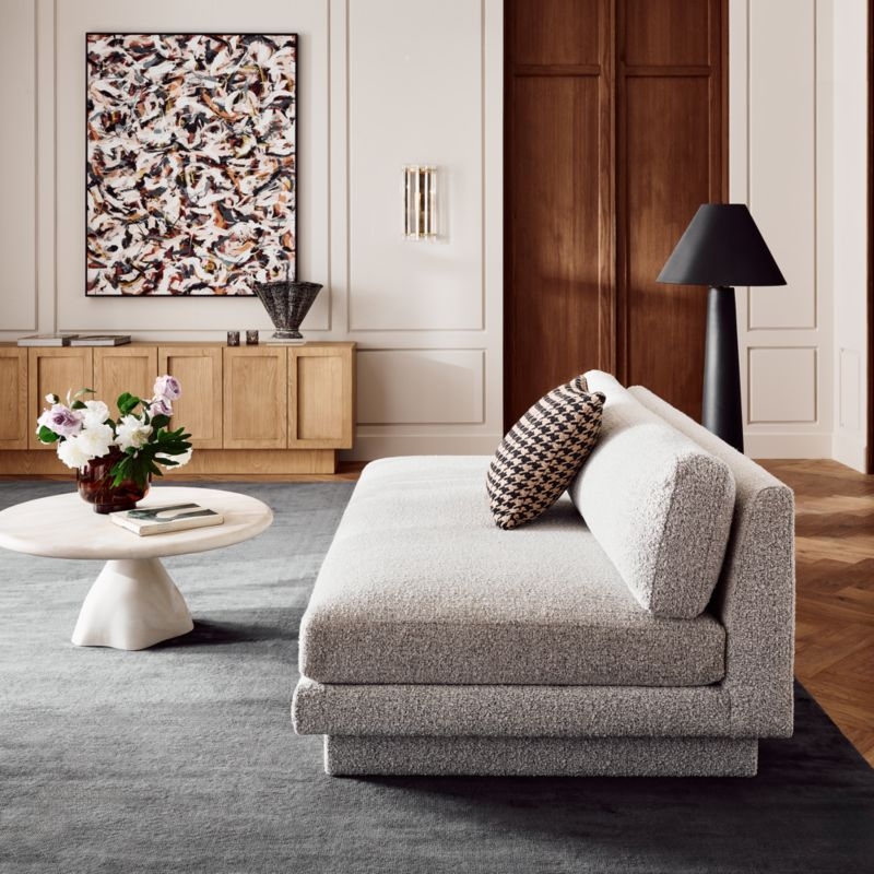 Plinth 80" Armless Peppered Grey Performance Boucle Sofa - Image 1