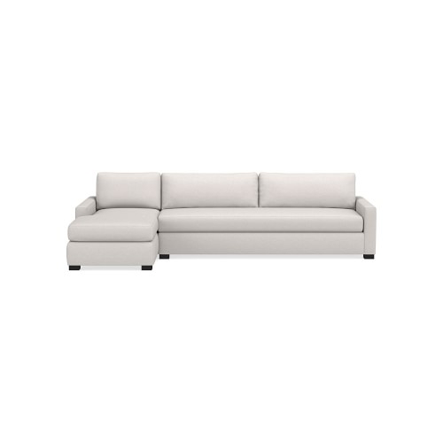 Ghent Square Arm Left 2-Piece L-Shape Sofa with Chaise, Standard Cushion, Perennials Performance Basketweave, Ivory, Ebony Leg - Image 0