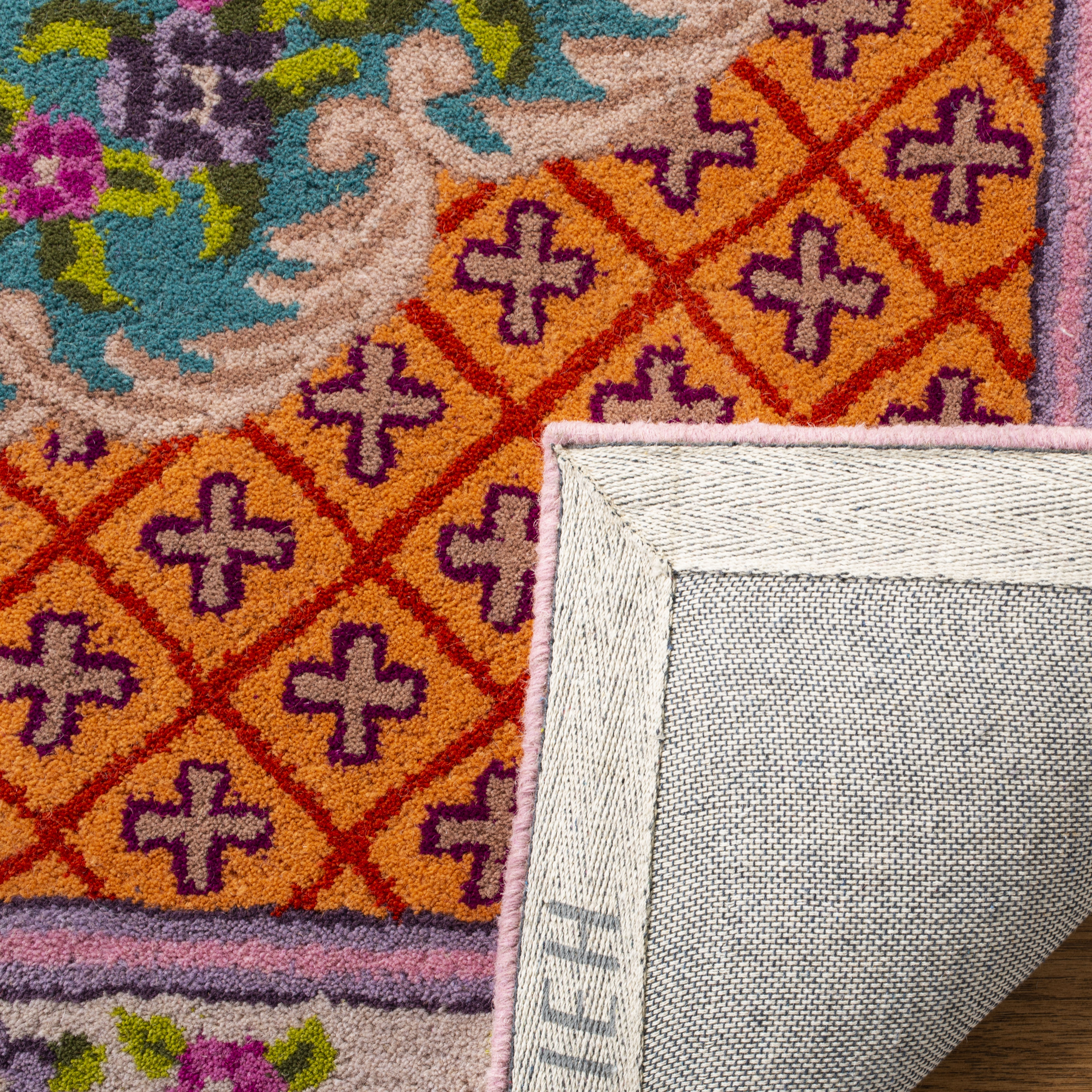 Arlo Home Hand Tufted Area Rug, BLG535M, Blue/Pink,  2' 6" X 4' - Image 3