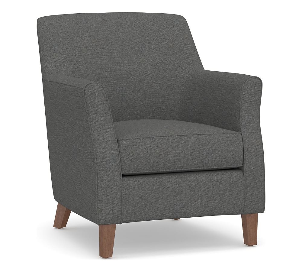 SoMa Newton Upholstered Armchair, Polyester Wrapped Cushions, Park Weave Charcoal - Image 0