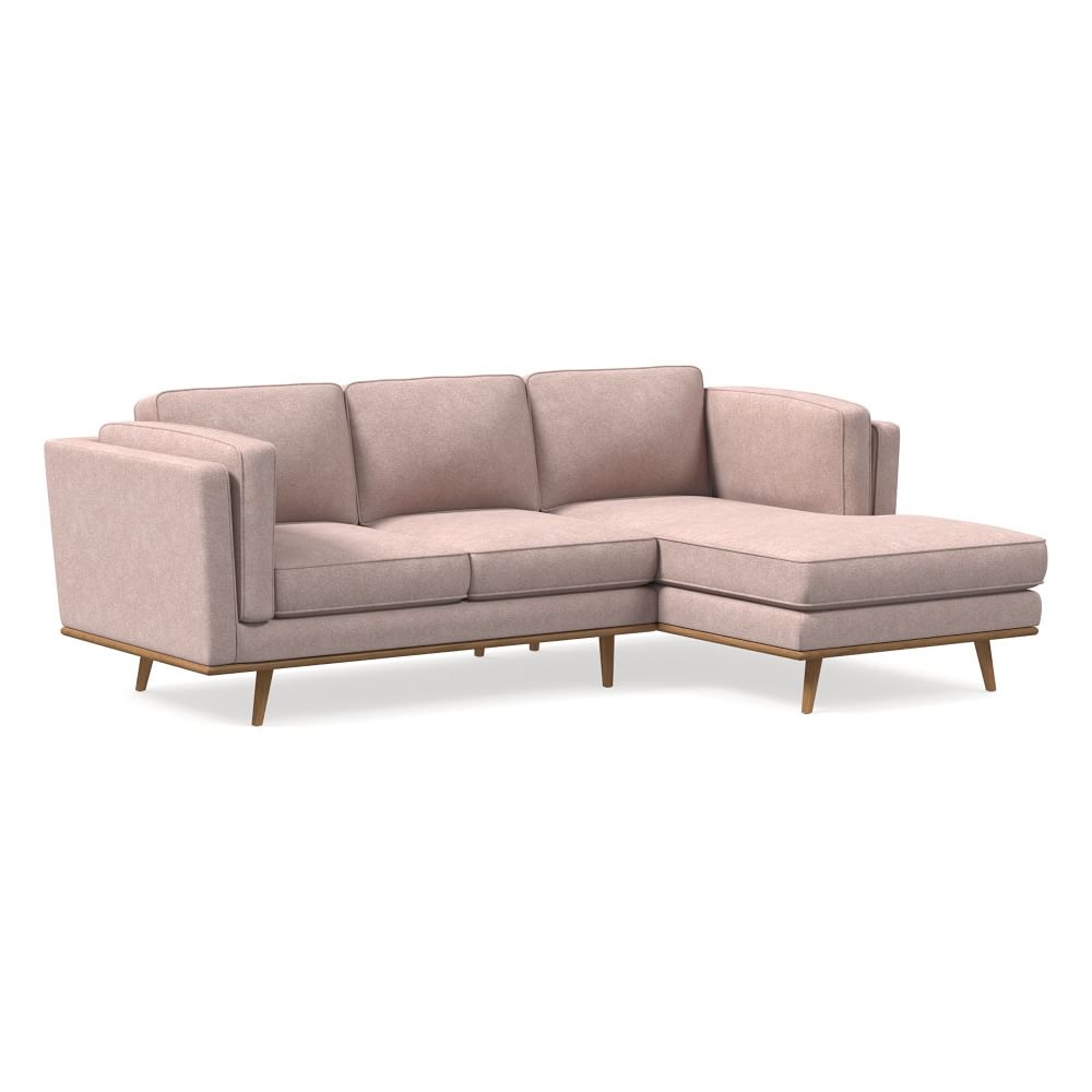 Zander 94" Right 2-Piece Chaise Sectional, Distressed Velvet, Mauve, Almond - Image 0