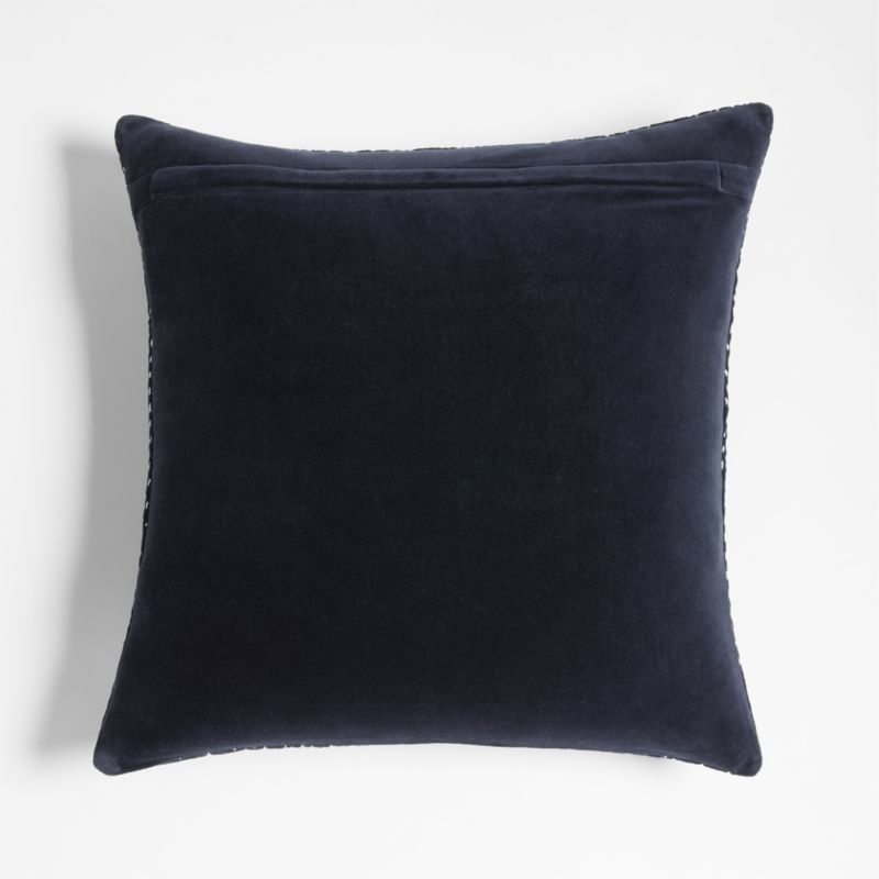 Sashiko Organic Cotton Velvet 20x20 Deep Indigo Throw Pillow Cover - Image 2