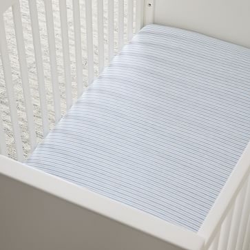 Hth Canyon Stripe Ruffle Euro Linen Crib Sheet, Blue Multi, WE Kids - Image 0
