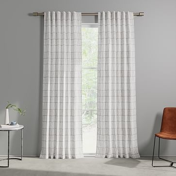 Line Lattice Curtain, Stone Gray Stone White, Set of 2, 48"x108" - Image 0