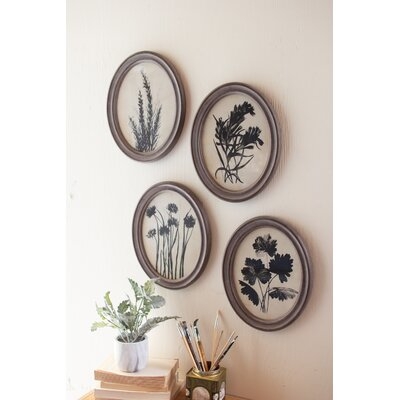 'Oval Botanical Prints Under Glass' - 4 Piece Picture Frame Print Set on Canvas - Image 0