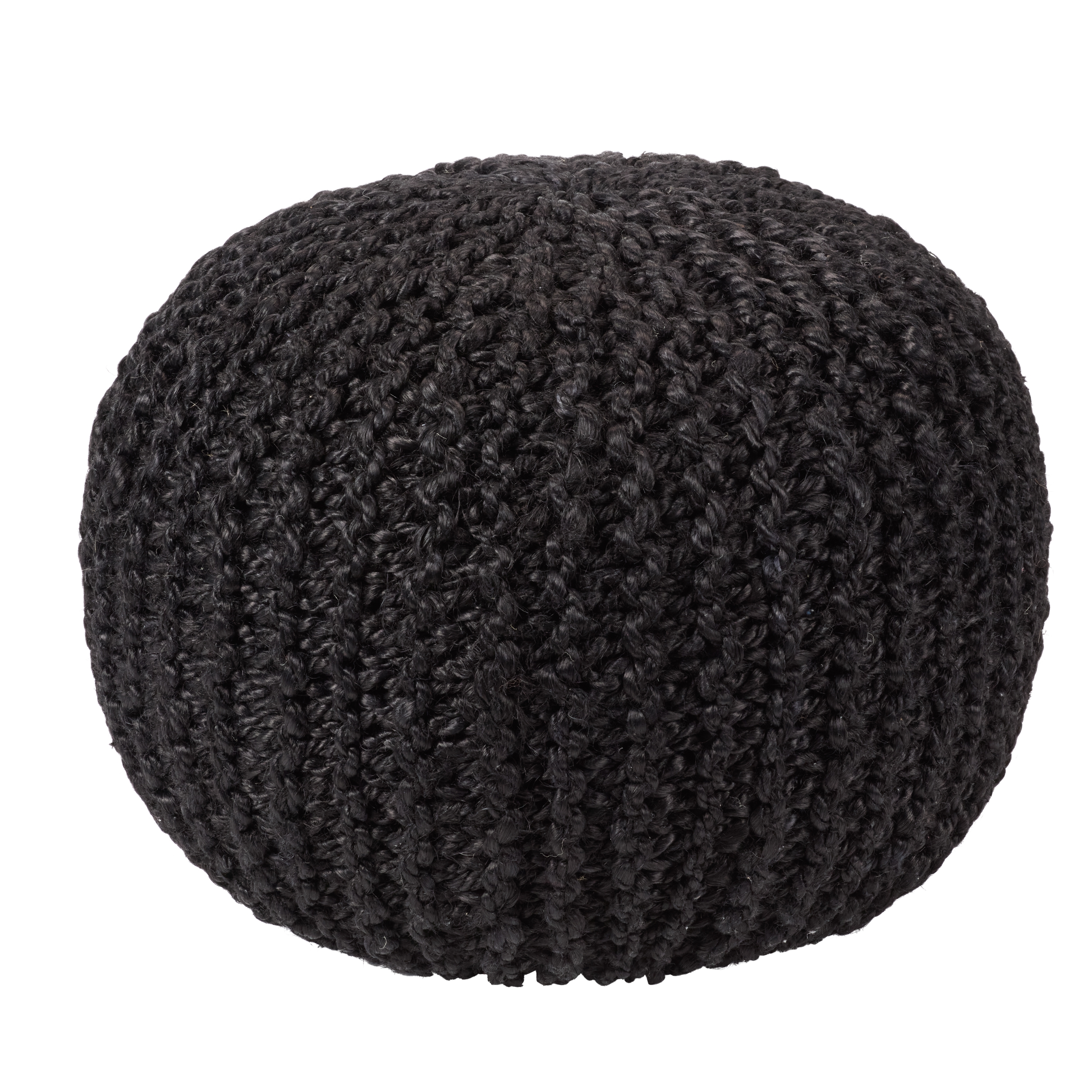 Vibe by Azene Handmade Solid Black Cylinder Pouf - Image 0