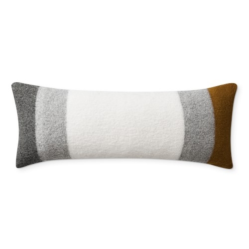 Italian Boiled Wool Stripe Pillow Cover, Bronze, 36" x 14" - Image 0